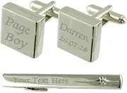 [Select Gifts] Page Boy Engraved Cufflinks Tie Clip Box Set, One Size, na