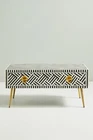 Bone Inlay Optical Design Small Coffee Table Black