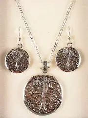 Celtic Tree of Life earrings pendant & sterling silver 18 chain Designer Jewelry