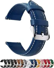 Quick Release Leather Watch Band, Fullmosa Axus Genuine Leather Replacement Watch Strap with Stainless Metal Clasp 14mm 16mm 18mm 20mm 22mm 24mm (choose the proper size)