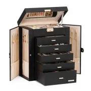 Jewelry Box Large for Women: 6 Layers 5 Drawers Organizer with Mirror for Rin...