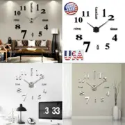 Modern DIY Large Wall Clock 3D Mirror Surface Sticker Big Number Watch Decor USA
