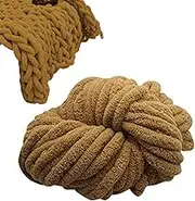 Chunky Chenille Yarn for Blanket, Chunky Wool Yarn, Thick Chunky Yarn, Knitting Wool Yarn, Coarse Yarn, Chunky Knit Blanket Yarn, Chenille Super Soft Chunky Yarn for Hand Knitting Knitting, Coffee