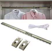 NICETOW 2-in-1 Wardrobe Closet Rod,LED Lighting Wardrobe Clothes Rail with Built-in Lithium Battery,Heavy Duty Closet Rod 50kg Load (Size : 650mm)