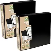 eco-eco A4 Size 50% Recycled 100 Pocket Black Presentation Display Book, Storage Case Portfolio Art Folder with Plastic Sleeves with Black Display Box (Pack of 2), eco067x2