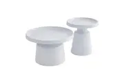 Raimon Furniture Jiles 2Pcs Round Nesting Metal Coffee Tea Table Set White