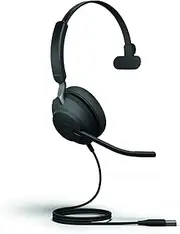 Jabra Evolve2 40 Headset – Noise Cancelling UC Certified Mono Headphones with 3 Microphone Call Technology – USB-A Cable – Black
