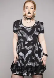 [Widow] Plus Deadly Echo Chiffon Babydoll Dress