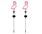 2 Pcs Pink Neon Flamingo Solar Garden Lights Outdoor Solar Path Lights