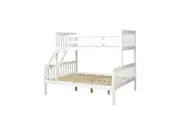 Design Square Wooden Timber Solid Pine Single Over Double Size Bunk Bed Frame - White