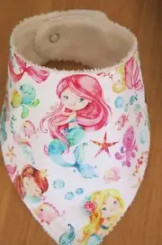 Handmade bandana bib- Mermaids on white