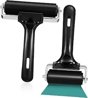 FIXOSHEE 2 Pcs Rubber Rollers Automatic Paint Roller Blowout Rods Foam Curlers Seams Seam Roller Linoleum Ring Small Portable Quilting Roller Glue Tape Spreader Kits Dispensers Dot Machine