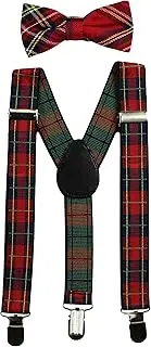 [Suspenders4Kids] Baby Suspenders and Bow Tie Set (Elastic Adjustable-Fits Baby to Toddler)