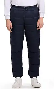 [Gihuo] Snow Pants Men Winter Warm Down Pants Ski Outdoor High Waisted Puffer Pants Loose Utility Padded Trousers