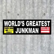 Funny "WORLD'S GREAT JUNKMAN" yard garage sale estate sale STICKER junk drawer