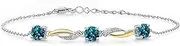 [Gem Stone King] 925 Silver and 10K Yellow Gold London Blue Topaz and White G-H Lab Grown Diamond 7 Inch Tennis Bracelet For Women with 1 Inch Extender (2.14 Cttw), Metal Gemstone, Topaz lab-grown-diamond