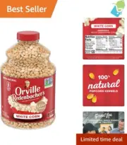 Gourmet White Popcorn Kernels, Gluten Free, 30 Ounce Jar, 6 Pack, Snack Size