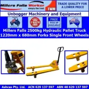 2500kg Pallet Truck Manual Hydraulic 1200mm x 680mm Forks Single Rollers