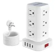 PD20W Power Strip Tower Surge Protector Power Strip with USB 12 Outlets with ...