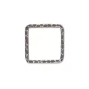 Component, 10 Antiqued Silver Plated Steel Hammered 20x20mm Square Links *