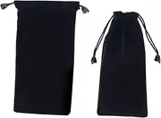 BESPORTBLE 2Pcs Black Cloth Watch Storage Bags Drawstring Jewelry Pouches for Travel Flocked Material for Pocket Watches Chains Bracelets and Jewelry