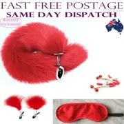 Stainless Steel Anal Butt Plug Faux Fur Fox Tail Anal Adult Sex Toy Foxtail Pack