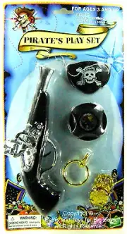 PIRATES PLAY SET BLUNDERBUSS COMPASS EYE PATCH EARRING COINS Costume Pistol r