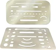 KR.LIF Drawing Eraser Shield for Precise Pencil Line Removal 2 pcs Stainless Steel Drafting Template Tool for Sketching, Architecture, Engineering, Drawing Correction and Technical Art