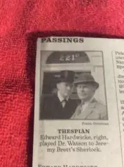 OBITUARY 1932 - 2011 EDWARD HARDWICKE DR JOHN WATSON SHERLOCK HOLMES SERIES