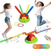 Ring Toss Game for Children, Rope Jumping Machine, Child, Foam Rocket Launcher, Outdoor Toy with Music for Children 3 4 5 6 7 8 9 Years