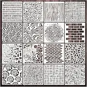 Cubist Stencils for Crafts Reusable 6 X 6 Inch Texture Mixed Media Burlap Art Painting on Wood Wall Canvas Brick Layered Pattern Paint Art Stencils for Card Making (16pcs Cubist)