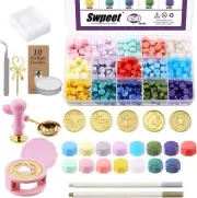 465Pcs Wax Seal Stamp Kit, Sealing Wax Kit with Wax Seal Beads, Wax Stamp, Wax W