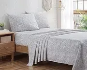 [Indigo Ink] Queen Sheets, Soft & Wrinkle Resistant 4-Piece Bedding Set, Floral Damask Home Decor (Tufted Medallion Collection, Queen)