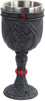 Pacific Giftware Celtic Winged Dragon Wine Goblet Chalice Resin Body Stainless