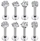 8 PCS 16G Cliver CZ Labret Studs Monroe Lip Stud Surgical Steel Cartilage Tragus