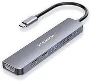 [LENTION] 7 in 1 USB C Hub with 100W Charging, 4K HDMI, Dual Card Reader, USB 3.0 & 2.0 Compatible iPhone 15 Series, MacBook Pro, New Mac Air/Surface, Chromebook, More(CB-CE18, Space Gray)