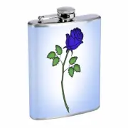 Blue Rose Em1 Flask 8oz Stainless Steel Hip Drinking Whiskey