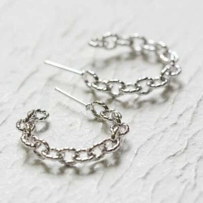 2 Pieces White Gold Plated Brass Base Earring Post - C Shape 25.5mm (CW-4315C)