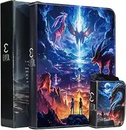 Card Binder for Cards, Trading Cards Binder 9 Pocket, Collectible Card Zipper Waterproof Albums Fits 980 Cards