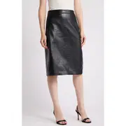 KOBI HALPERIN Croc Embossed Faux Lether Midi Skirt in Black at Nordstrom, Size 2