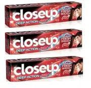 3 x Close Up Ever fresh toothpaste 150g Triple fresh Formula Red Hot Deep Action