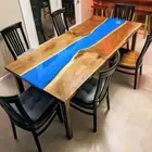 Epoxy Resin Table Top Live Edge Walnut Custom Order For Kitchen Dinning Table