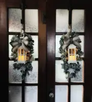 Double Door Set of 2 Lantern Light Christmas Door Swag Winter Holiday Snowflake