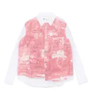 [COMME des GARCONS] Nylon Tulle X Paper Print Blouse