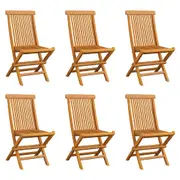 Folding Garden Chairs 6 pcs Solid Teak Wood vidaXL