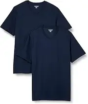 [Amazon Essentials] Men's Regular-Fit Short-Sleeve V-Neck T-Shirt (Available in Big & Tall), Pack of 2