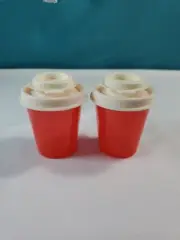 Tupperware Mini Salt and Pepper Shakers Midgets Flip Top 2oz Sheer Red New