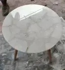 15" White Quartz corner Side Table Top Gemstones Handmade work