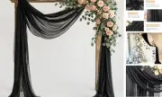 Wedding Arch Draping Fabric 28.7" x 20FT Sheer Backdrop for 1 Panel Black