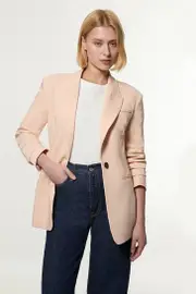 Polished Viscose Tailored Single Breasted Jacket